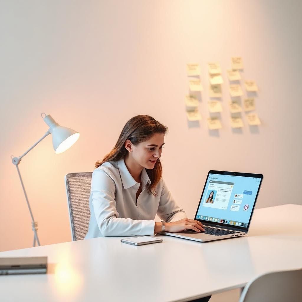Forscherin mit Laptop und Insight-Wand