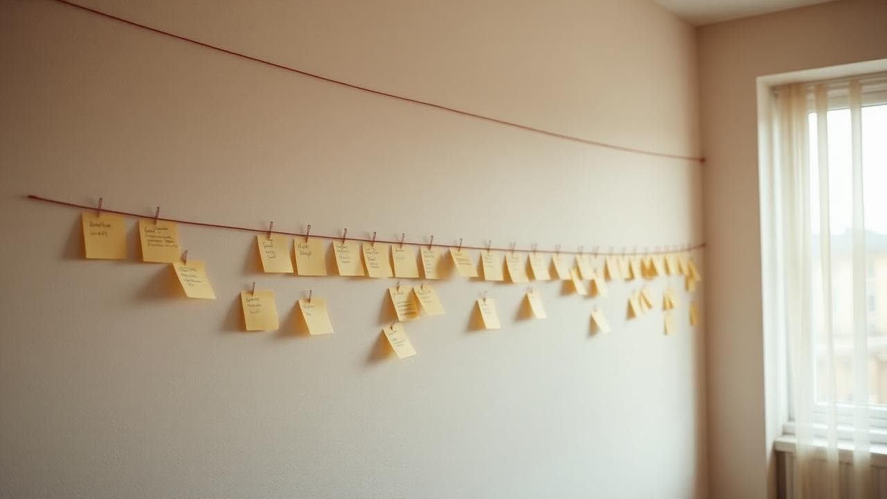 Sticky-Note-Timeline an Wand